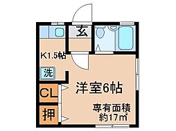 JR奈良線 黄檗駅 徒歩4分の賃貸アパート 2階1Kの間取り