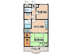 近鉄京都線 伏見駅 徒歩2分の賃貸マンション 3階2DKの間取り