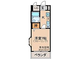 プレスト桃山 1Kの間取図画像