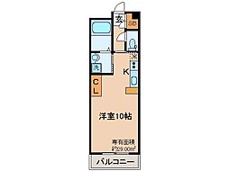 京阪本線 中書島駅 徒歩7分の賃貸マンション 3階ワンルームの間取り