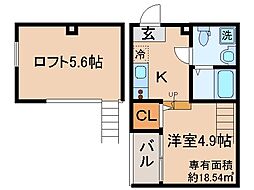 京阪宇治線 観月橋駅 徒歩4分の賃貸アパート 2階1Kの間取り