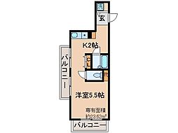 近鉄京都線 大久保駅 徒歩6分の賃貸マンション 4階1Kの間取り