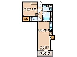 京都地下鉄東西線 小野駅 徒歩1分の賃貸マンション 2階1LDKの間取り