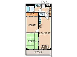 京阪宇治線 観月橋駅 徒歩6分の賃貸マンション 5階2LDKの間取り