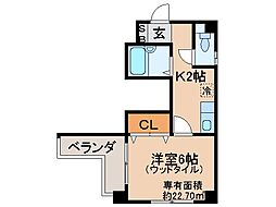 ヤマシナアーバンコテージ 1Kの間取図画像
