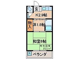 JR奈良線 六地蔵駅 徒歩4分の賃貸アパート 2階2Kの間取り