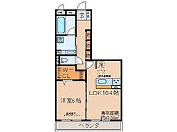 京阪宇治線 木幡駅 徒歩8分の賃貸アパート 2階1LDKの間取り