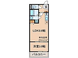 京都地下鉄東西線 山科駅 徒歩9分の賃貸マンション 3階1LDKの間取り