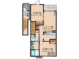 京阪宇治線 観月橋駅 徒歩12分の賃貸アパート 2階2LDKの間取り