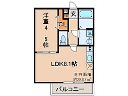 近鉄京都線 伏見駅 徒歩8分の賃貸アパート 1階1LDKの間取り