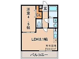 近鉄京都線 伏見駅 徒歩8分の賃貸アパート 3階1LDKの間取り