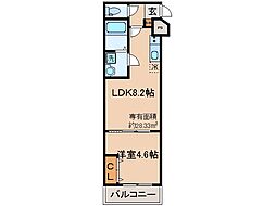 近鉄京都線 伏見駅 徒歩8分の賃貸アパート 3階1LDKの間取り