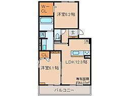 京都市伏見区下鳥羽西柳長町アパート 2LDKの間取図画像