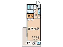 近鉄京都線 伊勢田駅 徒歩7分の賃貸マンション 2階1Kの間取り