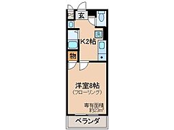 京阪宇治線 観月橋駅 徒歩10分の賃貸マンション 1階1Kの間取り