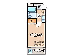京都地下鉄東西線 東野駅 徒歩22分の賃貸マンション 3階1Kの間取り