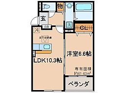 近鉄京都線 大久保駅 バス15分 島田下車 徒歩3分の賃貸アパート 1階1LDKの間取り