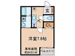 京都地下鉄東西線 椥辻駅 徒歩13分の賃貸アパート 3階1Kの間取り