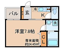 京都地下鉄東西線 椥辻駅 徒歩13分の賃貸アパート 3階1Kの間取り
