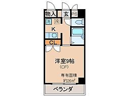 近鉄京都線 小倉駅 徒歩12分の賃貸マンション 3階1Kの間取り