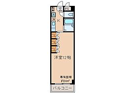 近鉄京都線 小倉駅 徒歩12分の賃貸マンション 3階1Kの間取り