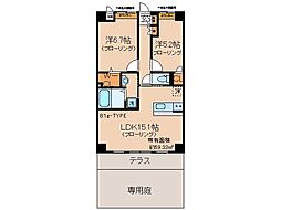 近鉄京都線 大久保駅 徒歩8分の賃貸マンション 1階2LDKの間取り