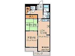 ビューハイツ京都山科 2LDKの間取図画像
