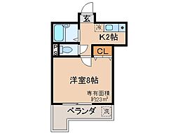 サンシーガル3 1Kの間取図画像