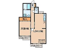 ミニヨンハウス勧修 1LDKの間取図画像