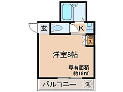 ヴェニルフエルテ ワンルームの間取図画像