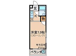 シティハイツ桃山 1Kの間取図画像
