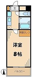 京王相模原線 京王多摩センター駅 徒歩8分の賃貸マンション 2階1Kの間取り