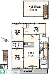 JR中央線 豊田駅 徒歩10分の賃貸アパート 2階3LDKの間取り