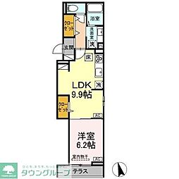 京王線 多磨霊園駅 徒歩3分の賃貸アパート 1階1LDKの間取り