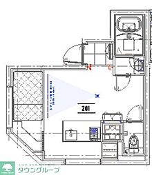 京王線 布田駅 徒歩1分の賃貸マンション 2階1LDKの間取り