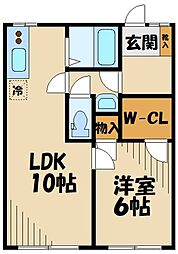 京王線 聖蹟桜ヶ丘駅 徒歩21分の賃貸アパート 1階1LDKの間取り
