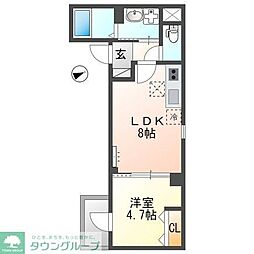 京王相模原線 京王多摩川駅 徒歩6分の賃貸マンション 3階1LDKの間取り