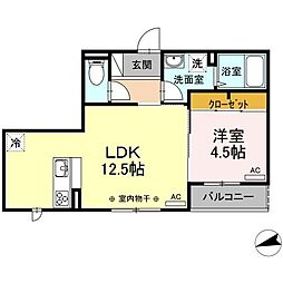 JR中央線 国分寺駅 徒歩7分の賃貸アパート 2階1LDKの間取り