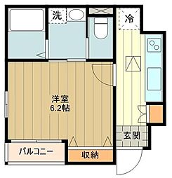 JR中央線 立川駅 徒歩15分の賃貸アパート 1階1Kの間取り