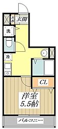 JR中央線 三鷹駅 徒歩9分の賃貸マンション 1階1Kの間取り