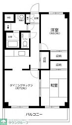 京王線 千歳烏山駅 徒歩15分の賃貸マンション 3階2DKの間取り