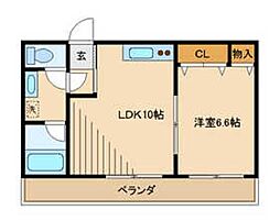 京王線 仙川駅 徒歩11分の賃貸マンション 3階1LDKの間取り