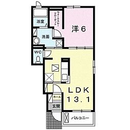 京王線 中河原駅 徒歩17分の賃貸アパート 1階1LDKの間取り