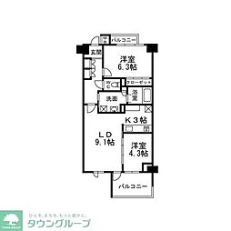 京王井の頭線 井の頭公園駅 徒歩7分の賃貸マンション 2階2LDKの間取り