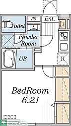 京王線 芦花公園駅 徒歩8分の賃貸アパート 2階1Kの間取り