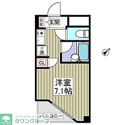 京王相模原線 京王多摩川駅 徒歩6分の賃貸マンション 2階ワンルームの間取り