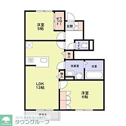 府中市栄町2丁目アパート 2LDKの間取図画像