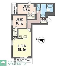 ホクレア分倍河原 2LDKの間取図画像