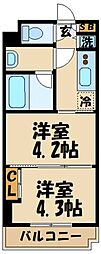 ガーラ・ヴィスタ調布 2Kの間取図画像