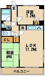 ローズマンション白糸台第3 2LDKの間取図画像